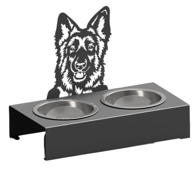 Bol pentru mancare si apa catei , din inox cu decor in forma de catel 48x40x23 cm - BUZ.RO