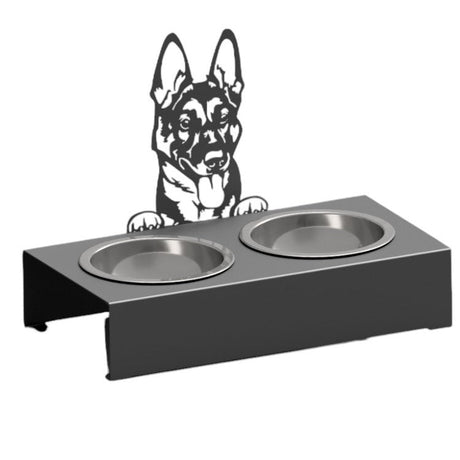 Bol pentru mancare si apa catei , din inox cu decor in forma de catel 48x40x23 cm - BUZ.RO