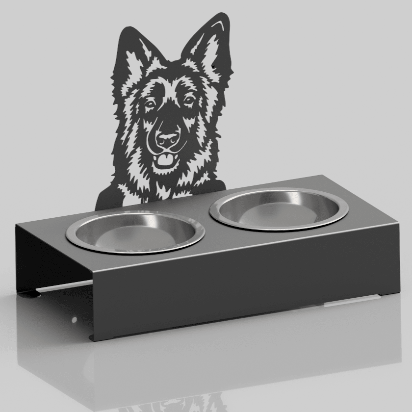 Bol pentru mancare si apa catei , din inox cu decor in forma de catel 48x40x23 cm - BUZ.RO