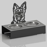 Bol pentru mancare si apa catei , din inox cu decor in forma de catel 48x40x23 cm - BUZ.RO