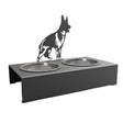 Bol pentru mancare si apa catei , din inox cu decor in forma de catel lup 48x40x25 cm - BUZ.RO