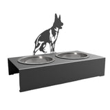 Bol pentru mancare si apa catei , din inox cu decor in forma de catel lup 48x40x25 cm - BUZ.RO