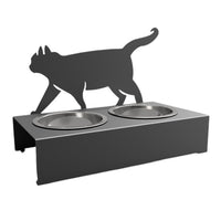 Bol pentru mancare si apa pisici , din inox cu decor in forma de pisica 32x25x17 cm