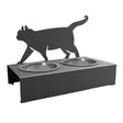 Bol pentru mancare si apa pisici , din inox cu decor in forma de pisica 32x25x17 cm - BUZ.RO