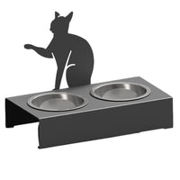 Set bol | castroane pentru mancare si apa caini si pisici |adapatoare din inox 2 bucati cu cadru metalic 48x40x23 cm