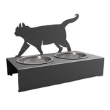 Bol pentru mancare si apa pisici , din inox cu decor in forma de pisica 48x40x23 cm - BUZ.RO