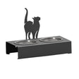 Bol pentru mancare si apa pisici , din inox cu decor in forma de pisica 48x40x23cm - BUZ.RO