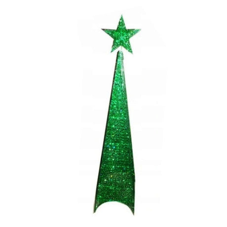 Brad de Craciun artificial, metalic, verde, cu LED galben – 182 cm, pliabil pentru exterior și interior, brad artifi - BUZ.RO