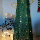 Brad verde, luminos, cu stea in varf, instalatie LED, 182 cm, pentru interior, exterior, buz