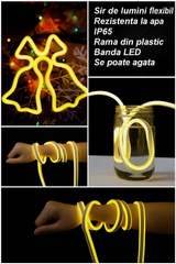 Clopotei decorativi luminosi, pentru Craciun, rezistenti la apa, suspendabili usa si geam, IP65, 50 x 60 cm, culoare alb cald
