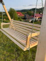 Balansoar / leagan gradina cu structura din lemn de brad, cu conectori metalici, rustic, 3 persoane, set pentru terasa / curte, culoare natur, 150 KG