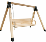 Balansoar / leagan gradina cu structura din lemn de brad, cu conectori metalici, rustic, 3 persoane, set pentru terasa / curte, culoare natur, 150 KG