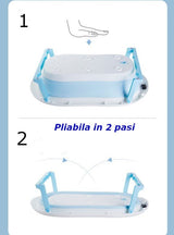 Cadita bebe cu suport, cadita de baie, pliabila, cu pernuta , termometru, usor de utilizat, picioare antiderapante, varsta 0 - 3 ani, albastru ROZ - BUZ.RO