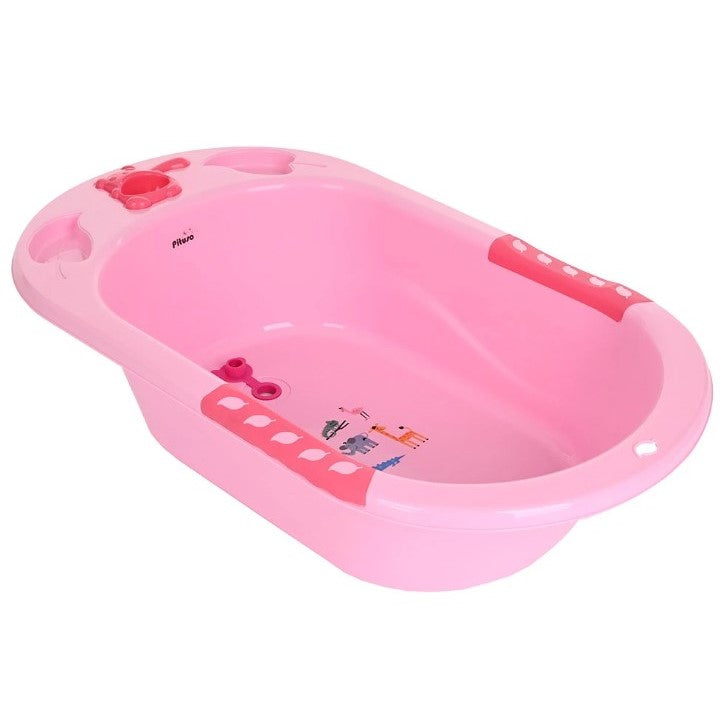 Cadita de baie cu suport anatomic, usor de utilizat, picioare antiderapante, varsta 0-3 ani, roz