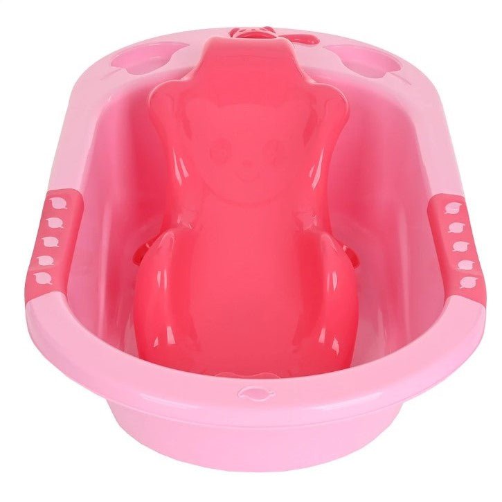 Cadita de baie cu suport anatomic, usor de utilizat, picioare antiderapante, varsta 0 - 3 ani, roz - BUZ.RO