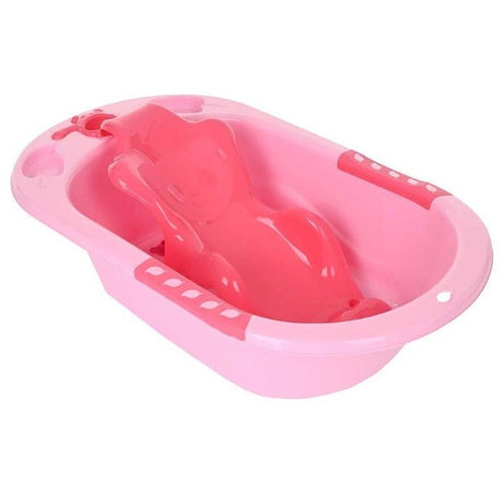 Cadita de baie cu suport anatomic, usor de utilizat, picioare antiderapante, varsta 0 - 3 ani, roz - BUZ.RO