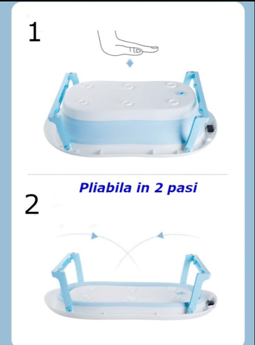 Cadita de baie pliabila cu perna detasabila, termometru si casca protectie urechi , reglabila 0 - 36 luni - BUZ.RO