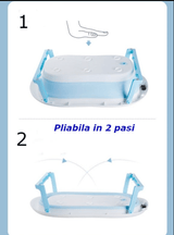 Cadita de baie pliabila cu perna detasabila, termometru si casca protectie urechi , reglabila 0 - 36 luni - BUZ.RO