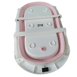 Cadita de baie pliabila, cu pernuta si bureti, termometru, pliere rapida, usor de utilizat, picioare antiderapante, varsta 0 - 3 ani, 25l, roz, buz - BUZ.RO