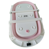 Cadita de baie pliabila, cu pernuta si bureti, termometru, pliere rapida, usor de utilizat, picioare antiderapante, varsta 0-3 ani, 25l, roz, buz