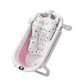 Cadita de baie pliabila, cu pernuta si bureti, termometru, pliere rapida, usor de utilizat, picioare antiderapante, varsta 0-3 ani, 25l, roz, buz