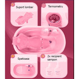 Cadita pentru bebelusi, cu termometru si accesorii, 0 - 4ani, rezistenta, roz, 90 x 50 cm - BUZ.RO