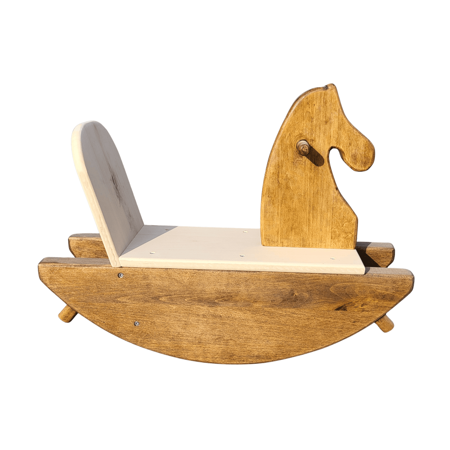 Cal Balansoar Copii din Lemn - Obiect de Decor si Joaca - Finisaj Bicolor - BUZ.RO
