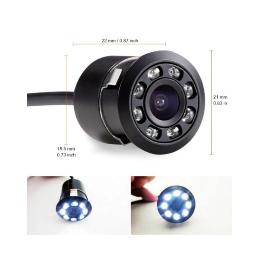 Camera auto marsarier, cu 8 leduri, impermeabila, vedere nocturna, ultra compacta, rezistenta la socuri, universala - BUZ.RO