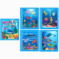 Carte de colorat, cu apa, Magic Book, reutilizabil, diverse modele, tip montessori, animale marine