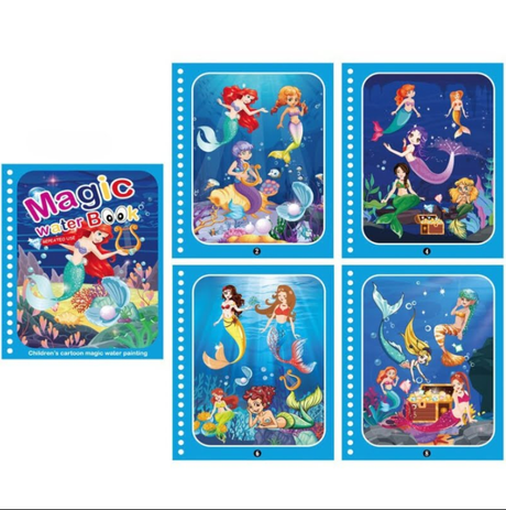 Carte de colorat cu apa Magic Book, reutilizabil, diverse modele, tip Montessori, buz - BUZ.RO