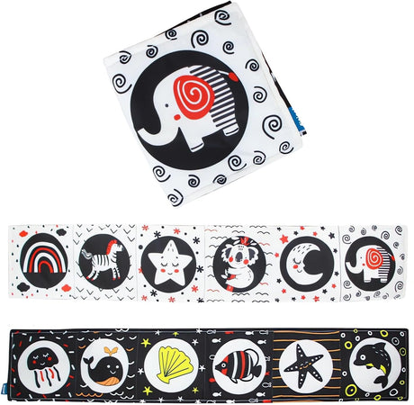 Carte fosnitoare cu imagini pentru stimulare vizuala si senzoriala bebelusi, carduri alb/negru/rosu, pentru dentitia bebelusului, 0+ luni - BUZ.RO