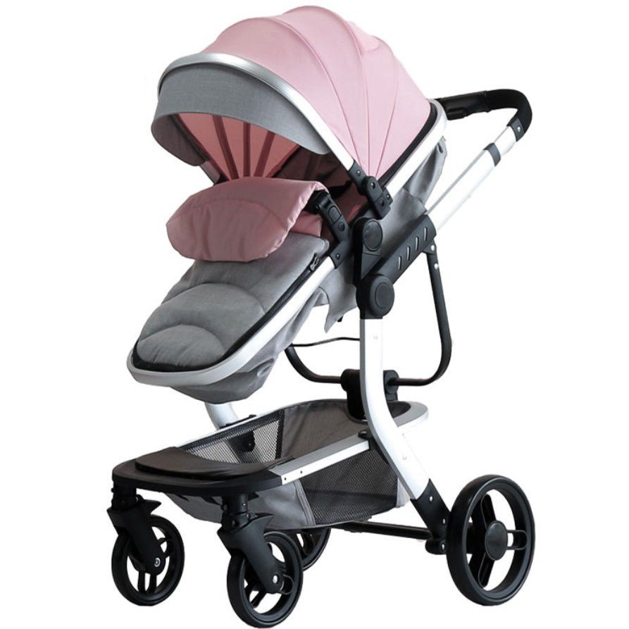 Carucior bebe 3 in 1, portabil, 3 pozitii ajustabile, cu fermoar, scoica, albastru - BUZ.RO