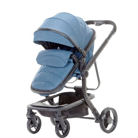 Carucior bebe 3 in 1, portabil, 3 pozitii ajustabile, cu fermoar, scoica, albastru - BUZ.RO