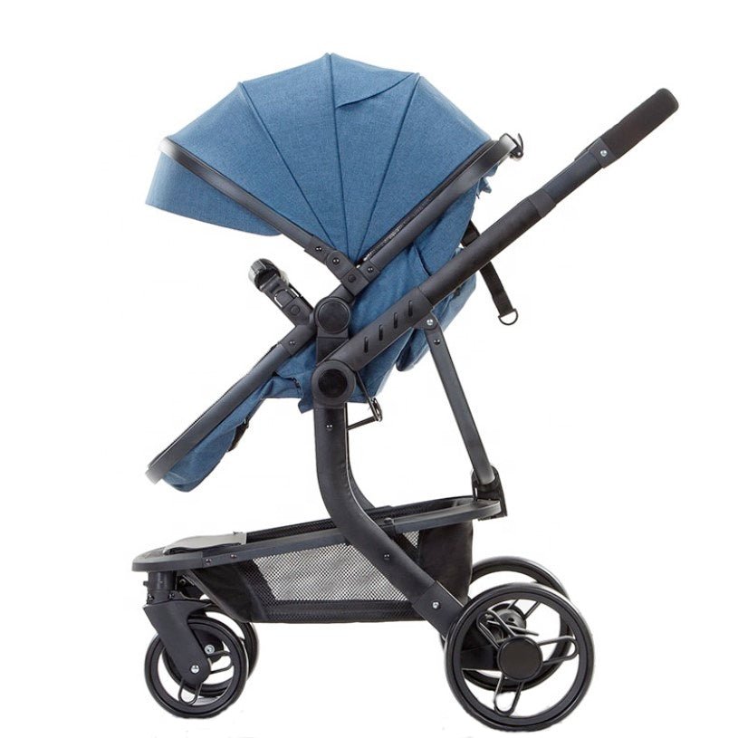 Carucior bebe 3 in 1, portabil, 3 pozitii ajustabile, cu fermoar, scoica, albastru - BUZ.RO