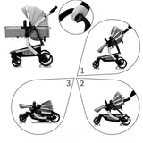 Carucior bebe 3 in 1, portabil, 3 pozitii ajustabile, cu fermoar, scoica, albastru - BUZ.RO