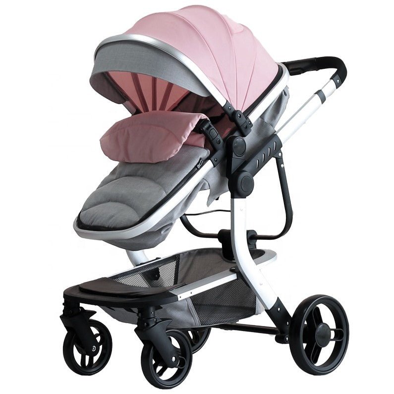Carucior bebe 3 in 1, portabil, 3 pozitii ajustabile, cu fermoar, scoica, albastru - BUZ.RO