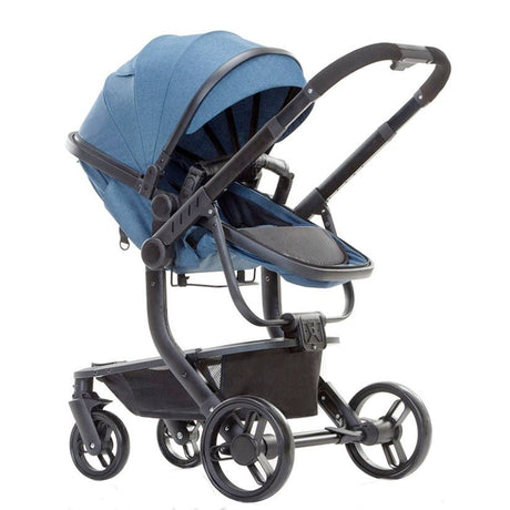 Carucior bebe 3 in 1, portabil, 3 pozitii ajustabile, cu fermoar, scoica, albastru - BUZ.RO