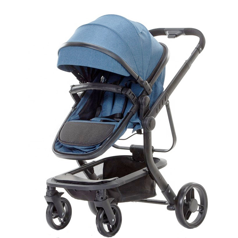 Carucior bebe 3 in 1, portabil, 3 pozitii ajustabile, cu fermoar, scoica, albastru