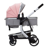 Carucior bebe 3 in 1, portabil, 3 pozitii ajustabile, cu fermoar, scoica, albastru