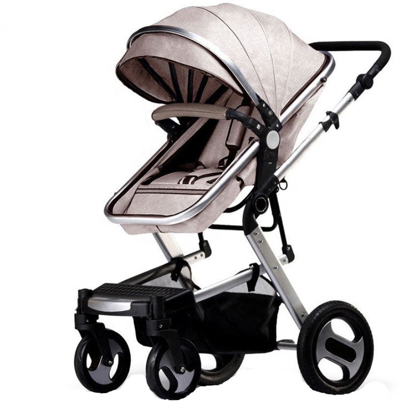 Carucior premium 3in1, 4 anotimpuri, cos de dormit, scaun auto, cadru pentru dormit nou nascut, crem