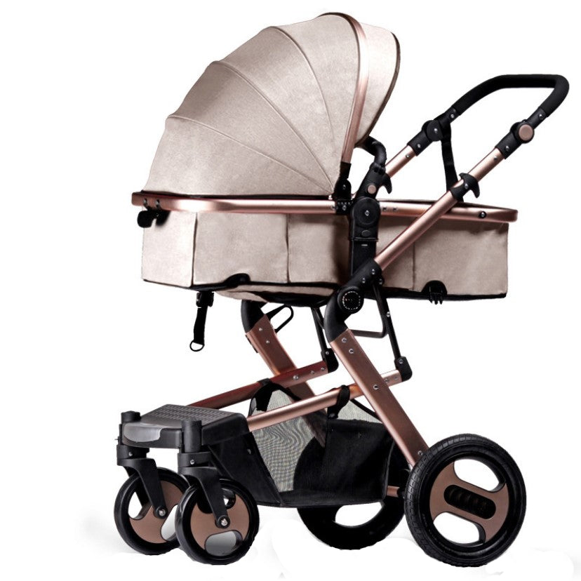 Carucior premium 3in1, 4 anotimpuri, cos de dormit, scaun auto, cadru pentru dormit nou nascut, crem