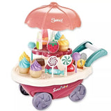 Carucior tip carusel cu inghetata si dulciuri, jucarie cu lumini si sunete, plastic, multicolor, 30x27 cm - BUZ.RO