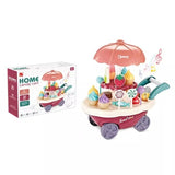Carucior tip carusel cu inghetata si dulciuri, jucarie cu lumini si sunete, plastic, multicolor, 30x27 cm - BUZ.RO