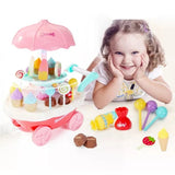 Carucior tip carusel cu inghetata si dulciuri, jucarie cu lumini si sunete, plastic, multicolor, 30x27 cm - BUZ.RO