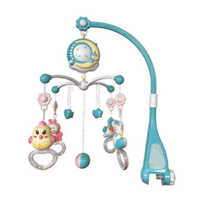 Carusel muzical pentru patut cu jucarii detasabile, cu telecomanda, rotatie 360, albastru