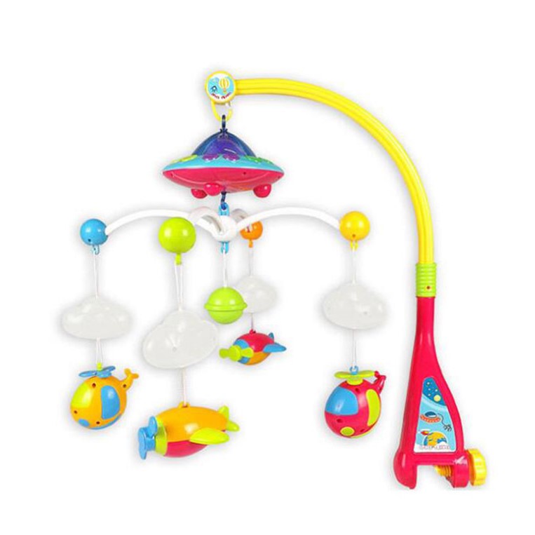 Carusel muzical pentru patut cu jucarii detasabile,  rotatie 360°, multicolor