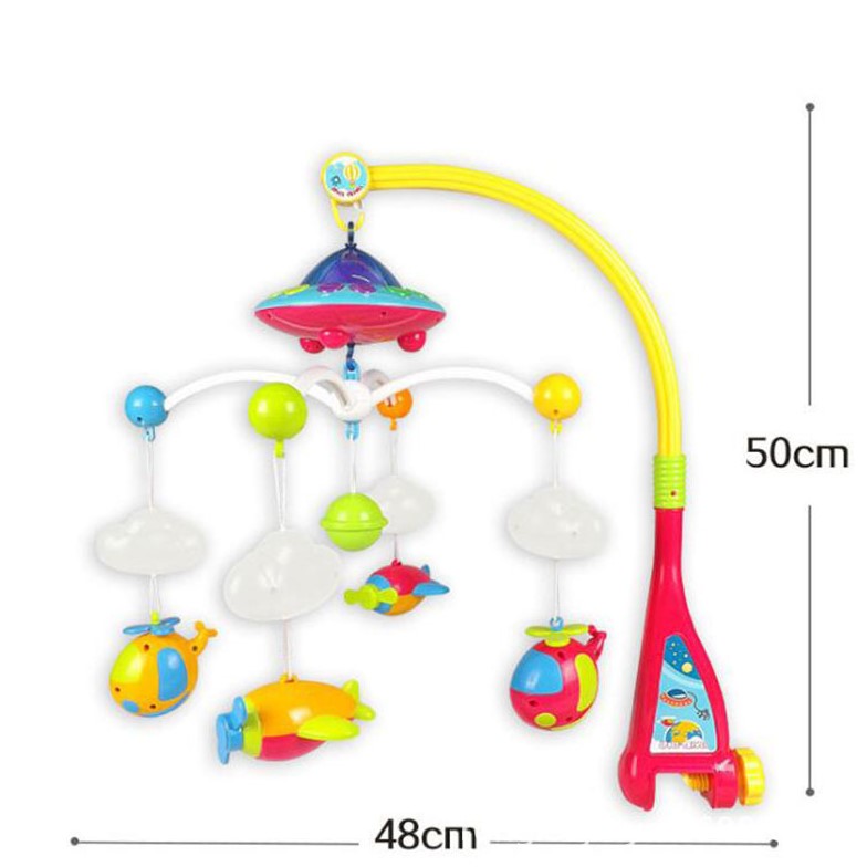 Carusel muzical pentru patut cu jucarii detasabile,  rotatie 360°, multicolor