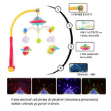 Carusel muzical pentru patut cu jucarii detasabile, rotatie 360°, multicolor - BUZ.RO