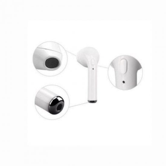 Casti bluetooth, i7 tws, wireless, incarcare USB, albe