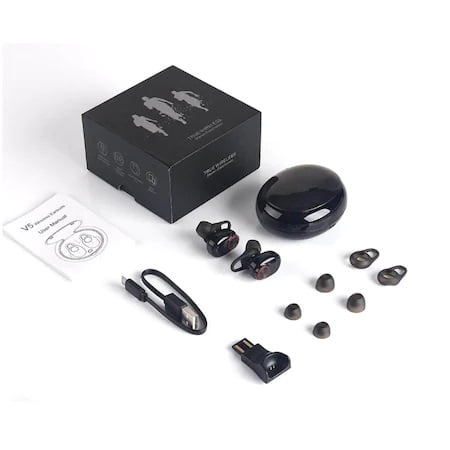 Casti bluetooth wireless, bluetooth 5.0, audio in-ear, handsfree, compatibile android & iOS, negru